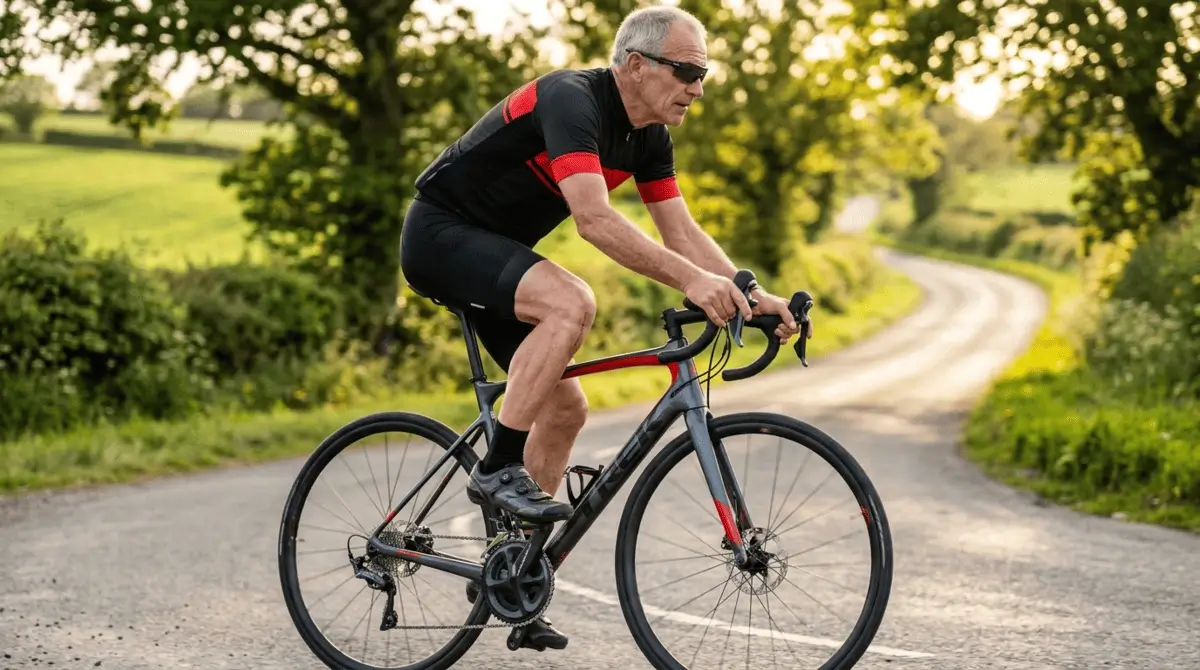 Patient qui fait du vélo suite à une opération du genou réussie